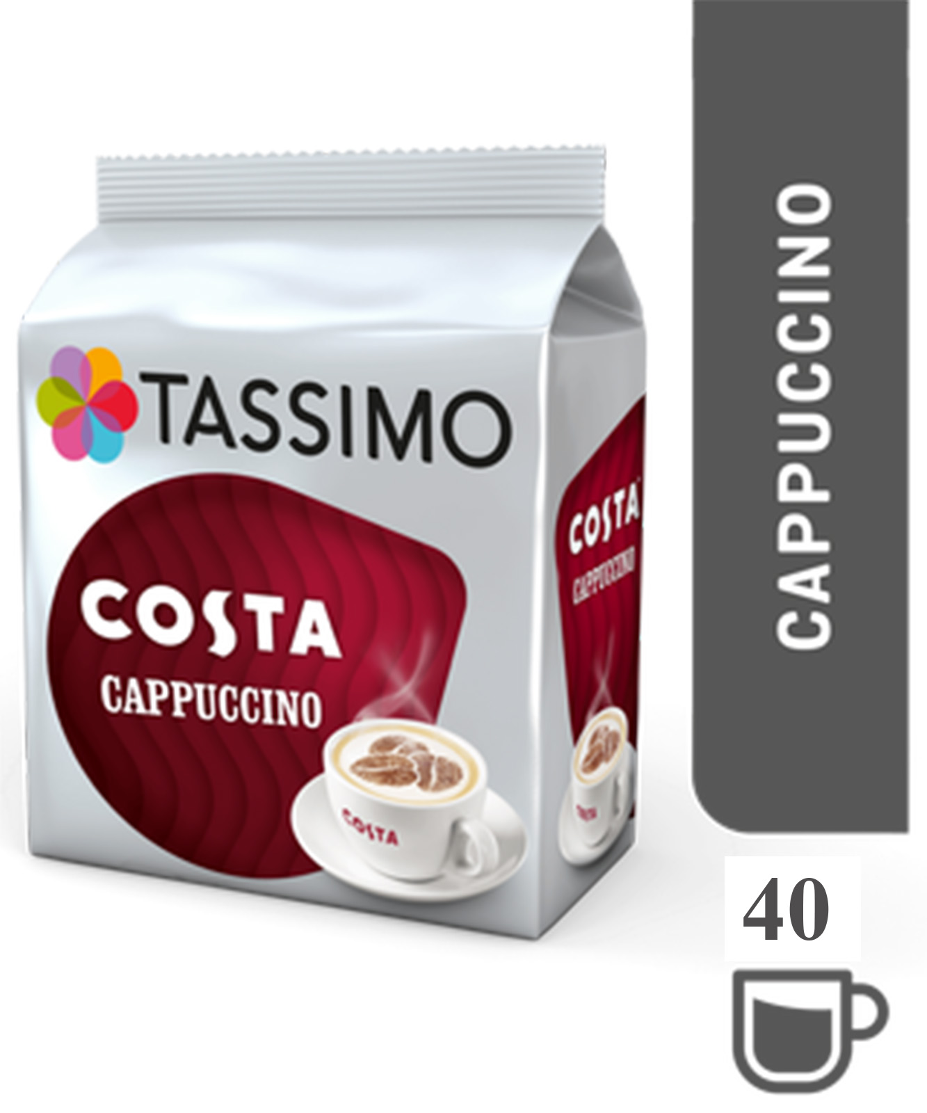 TASSIMO Costa Cappuccino Coffee Capsules Pods TDiscs Pack of 5, 40
